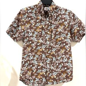 KEN LTD. Brown Floral Button Down Shirt Size S